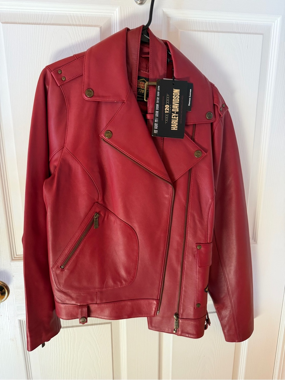 Harley-Davidson Women's Red Faux Leather Moto Jacket